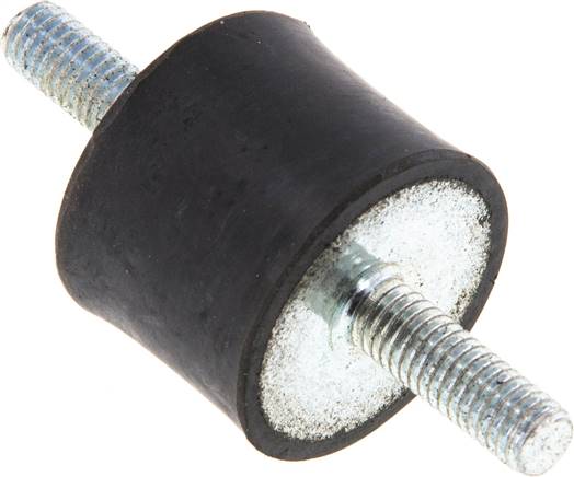 Gummi-Metall-Puffer beidseitig mit Gewindestift M 6 x 18, D= 25 - H= 20 mm