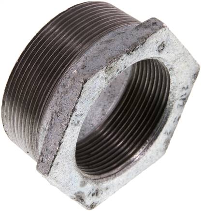 Reduziernippel R 2-1/2"(AG)-Rp 2"(IG), Temperguss verzinkt