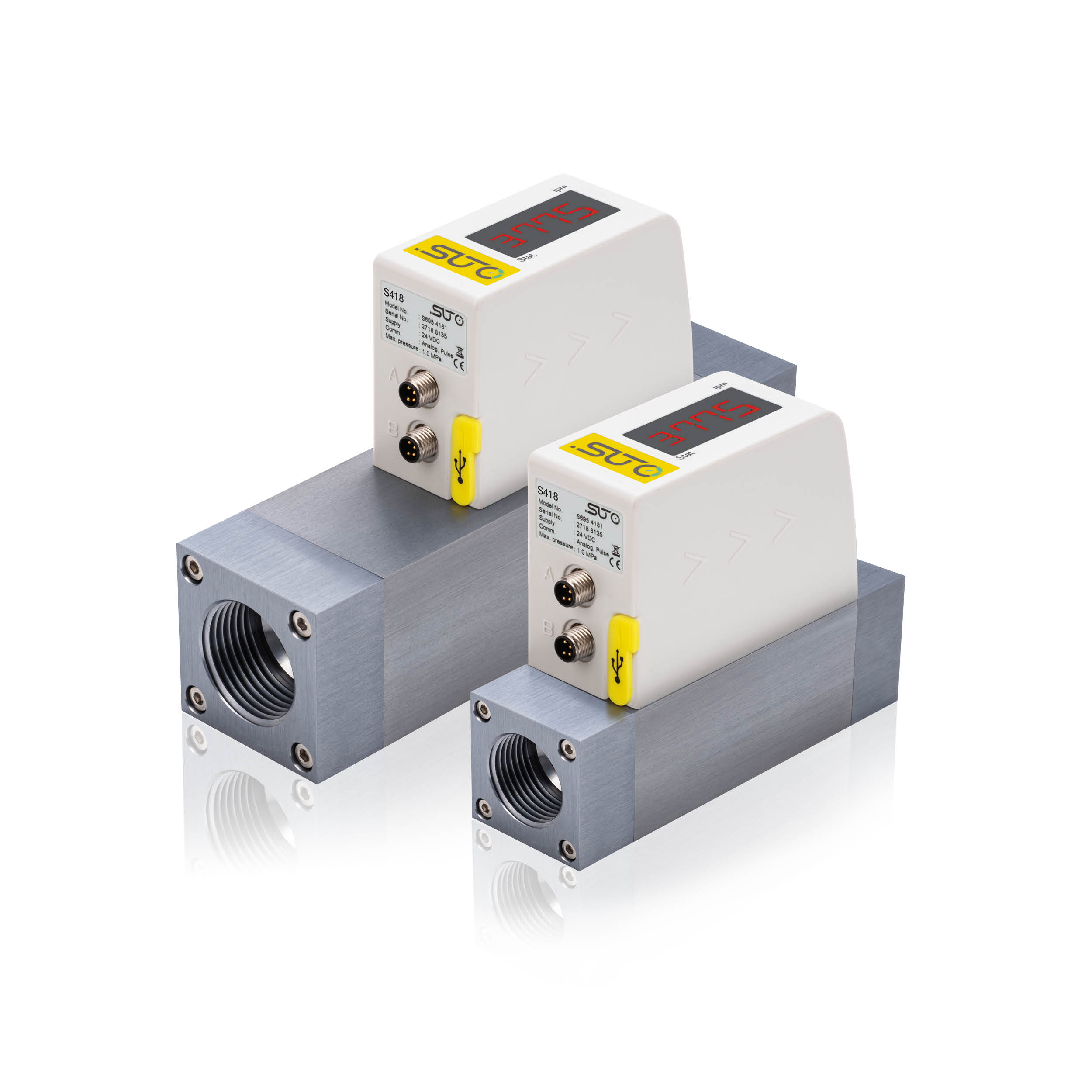 S418 Inline-Durchflussmesser Druckluft, Edelstahl, DN25, Datenlogger, Modbus/RTU