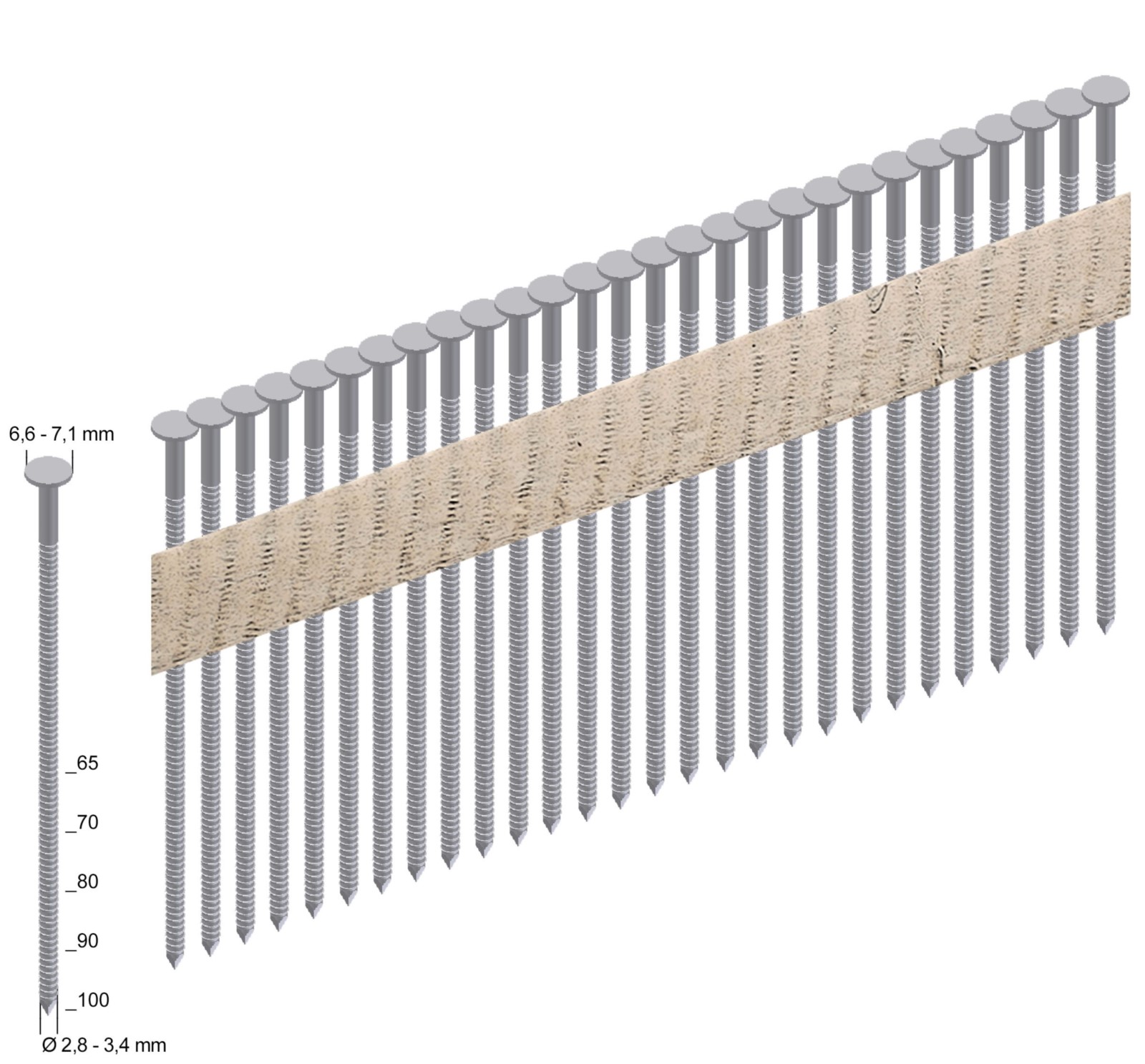 Chiodi a testa tonda Prebena RKP31/90NK galvanizzati
