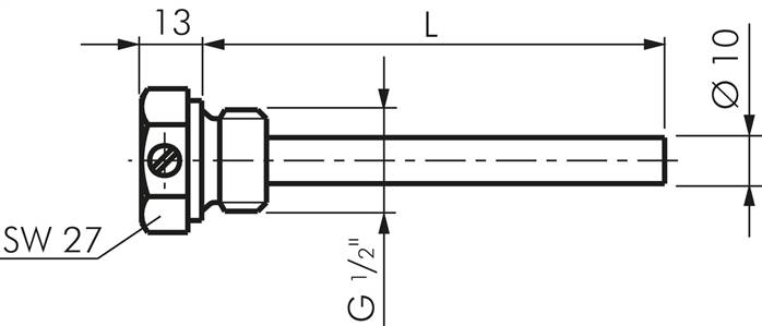 Schutzrohr zum Einschrauben (G 1/2"), 200mm, St 35