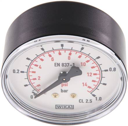 Manometer waagerecht (KU/Ms), 63mm, 0 - 1 bar, G 1/4"