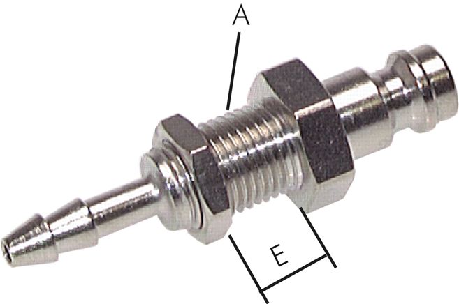 Schott-Kupplungsstecker (NW5) 8 (5/16")mm Schlauch, Messing vernickelt