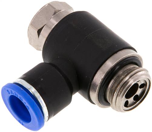 Winkel-Drosselrückschlagventil G 3/8"-10mm,abluftregelnd (Standard), gesichert verstellbar