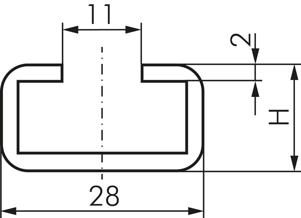 C-Tragschiene, 28x14mm, 1.4571, 2mtr