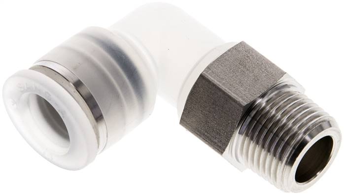 Winkel-Steckanschluss R 3/8"-12mm, IQS-PP, Polypropylen mit Edelstahl-Gewinde