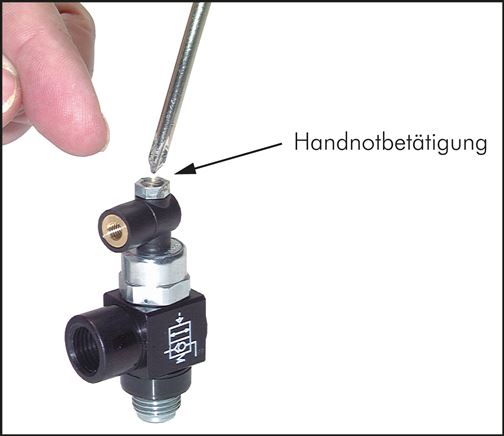Stoppverschraubung mit Handnotbetätigung, G 3/8" (IG/AG)