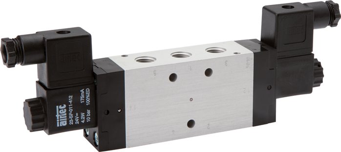 5/3-Wege Magnetventil, G 1/4", Mittelstellung entlüftet, 115 V AC, NW 9