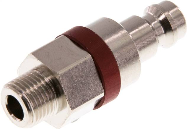 Kupplungsstecker (NW5) G 1/8"(AG), Messing vernickelt, rot