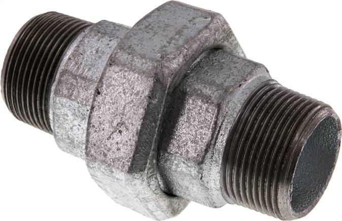 Doppelnippel trennbar R 1-1/4" flach dichtend,Temperguss verzinkt