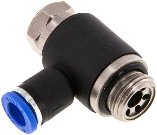 Winkel-Drosselrückschlagventil G 3/8"-8mm,abluftregelnd (Standard), gesichert verstellbar