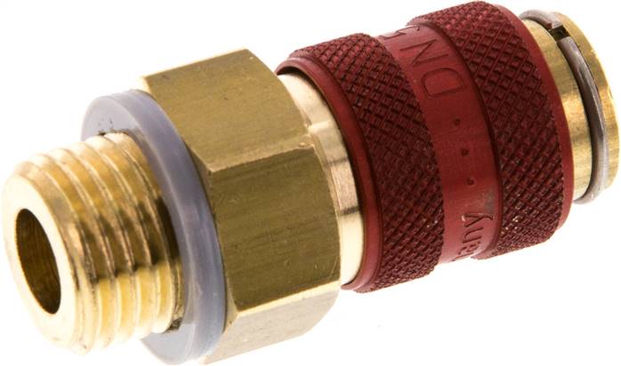 Schnellkupplung (NW5) G 1/4"(AG), Messing, rot