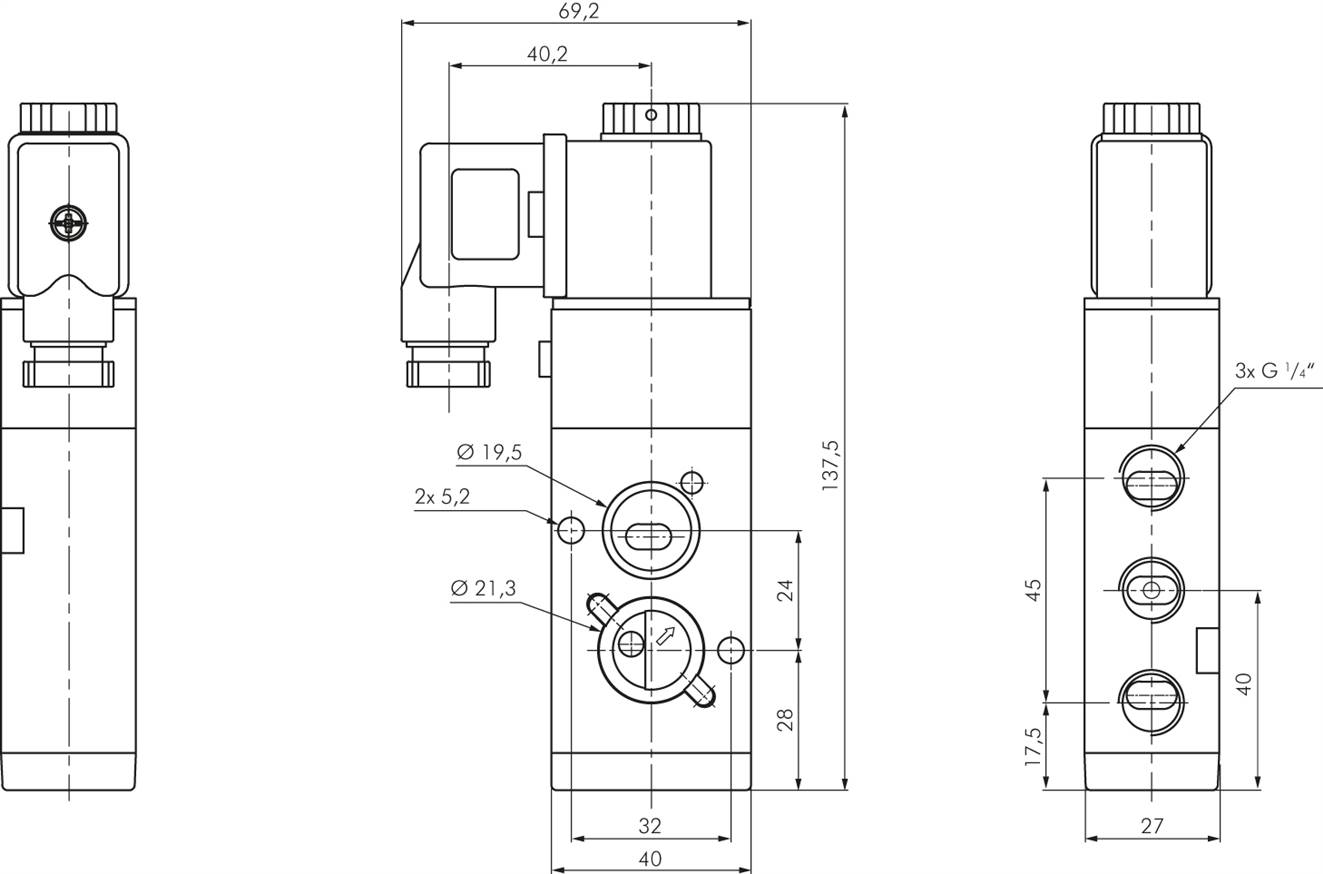 3/2- und 5/2-Wege NAMUR-Magnetventil G1/4", 24 V=