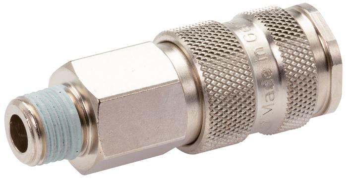 Schnellkupplung (NW7,2) R 1/4"(AG), Stahl gehärtet, vernickelt / Messing vernickel