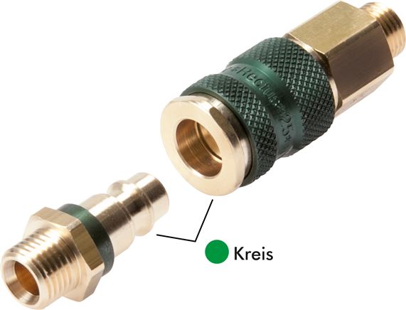 Schnellkupplung (NW7,2) 9 (3/8")mm Schlauch, grün, Kreis Ø 12,5 mm