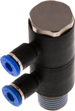 Steck-Mehrfachverteiler, 2-fach R 1/4"-4mm, IQS-Standard