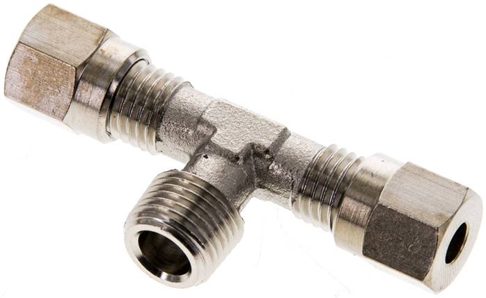 T-Schneidringverschraubung R 1/8"-4 LL (M8x1), Messing vernickelt