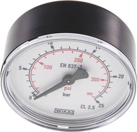 Manometer waagerecht (KU/Ms), 63mm, 0 - 25 bar, G 1/4"
