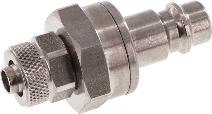Kupplungsstecker (NW7,2) 8x6mm Schlauch, Edelstahl, beidseitig absperrend