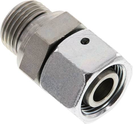 Einstellb. Schneidringverschr. G 1/2"-15 L, Stahl verzinkt, mit Dichtkegel und O-Ring