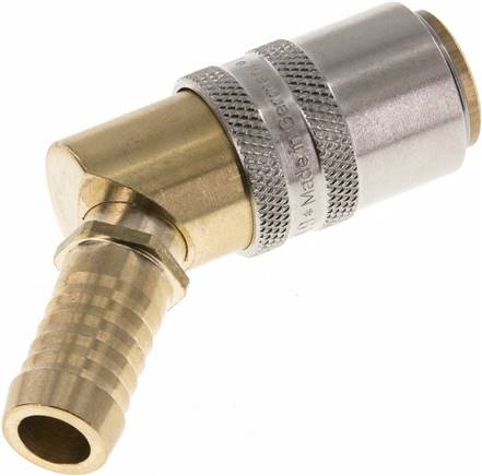 Temperier-Schnellkupplung (Winkel 45°) 13mm Zapfen, 13 (1/2")mm Schlauch, ohne Ventil