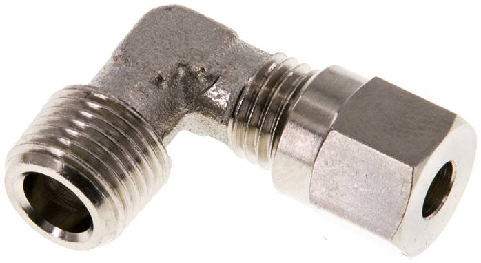 Winkel-Schneidringverschraub. R 1/8"-4 LL (M8x1), Messing vernickelt