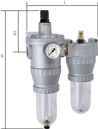 STANDARD-Wartungseinheit, 2-tlg., G 3/4", 0,5 - 10 bar, BG 5, Kondensatablass automatisch