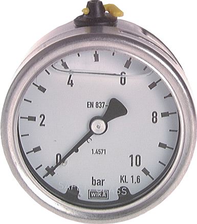 Chemie-Glycerin-Manometer waagerecht, 63mm, 0 - 2,5bar