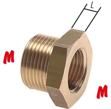 Reduziernippel M 24x1,5(AG)-M 16x1,5(IG), Messing