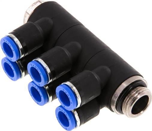 Steck-Mehrfachverteiler, 6-fach G 3/8"-8mm, IQS-Standard