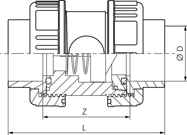 Rückschlagventil, PVC-U / EPDM, Rp 1/2"