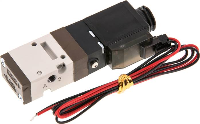3/2-Wege Magnetventil, M 5, Federrückstellung (NC), 24 V=, Stecker SY100, mit LED inkl. 600 mm Kabel