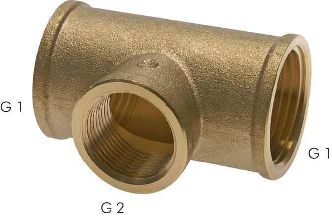 T-Stück Rp 3/4"-Rp 1/2"-Rp 3/4" (IG), Messing
