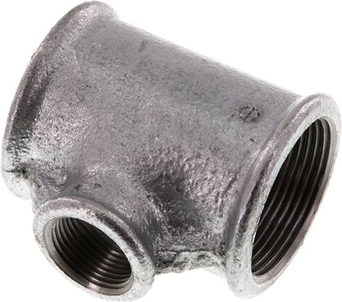 T-Stück Rp 1-1/2"-Rp 3/4"-Rp 1-1/2" (IG), Temperguss verzinkt