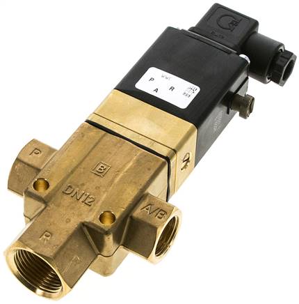 3/2-Wege Magnetventil G 1/2" (Abluft G 3/4") stromlos geöffnet (NO) 230V