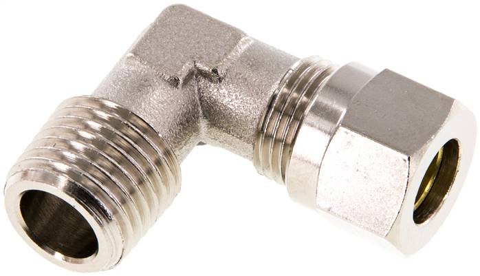 Winkel-Schneidringverschraub. R 1/4"-8 LL (M12x1), Messing vernickelt