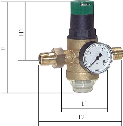 Druckminderer für Trinkwasser R 3/4", 1,5 - 6 bar, DVGW