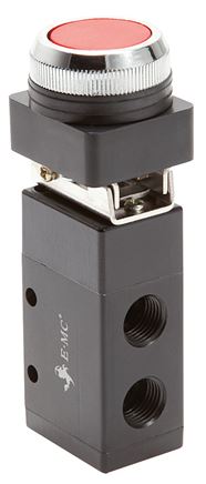 3/2-Wege (NC/NO) Drucktaster-Ventil, schwarz, G 1/4"