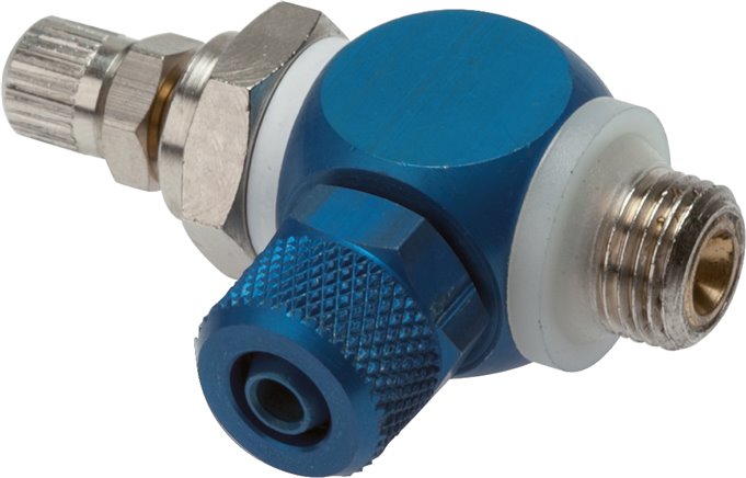 Drosselrückschlagventil G 1/4"-6 x 4mm, zuluftregelnd (A), Aluminium, Rändelschraube und Kontermutter