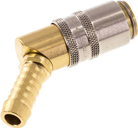 Temperier-Schnellkupplung (Winkel 45°) 9mm Zapfen, 9 (3/8")mm Schlauch, ohne Ventil