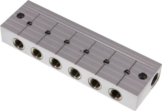 Verteilerleiste m. Kugelhähnen 2 x G 3/8"-6 x G 1/4"