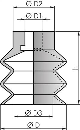 Balgsauger, 2,5-fach, 9,0x2mm, NBR (55A, schwarz)