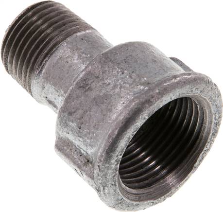 Reduziernippel R 1/2"(AG)-Rp 3/4"(IG), Temperguss verzinkt