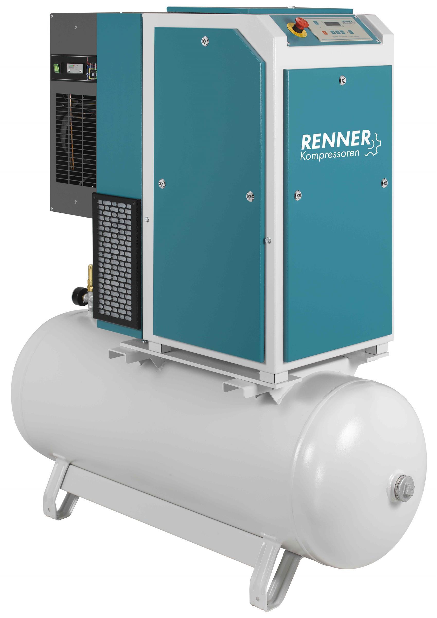 RENNER-Kompressor Modell RSDK-PRO 18,5 auf 500L Behälter inkl. Kältetrockner Schraubenkompressor