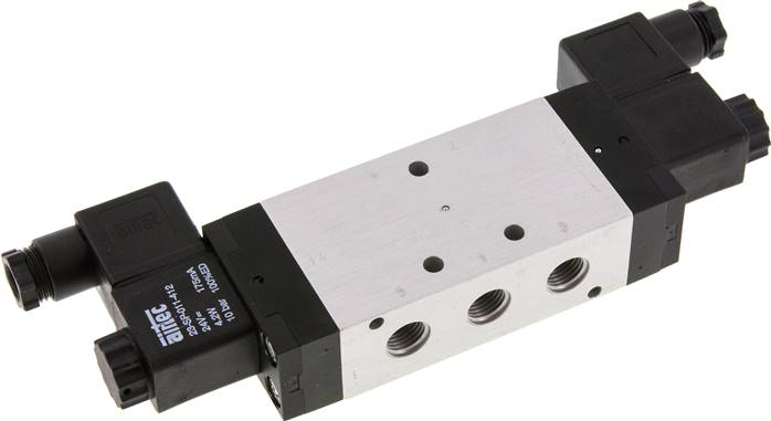 5/3-Wege Magnetventil, G 1/4", Mittelstellung geschlossen, 230 V AC, NW 9