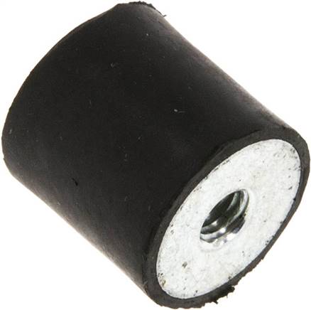 Gummi-Metall-Puffer beidseitig mit Innengewinde M 6 (6 tief), D= 20 - H= 20 mm