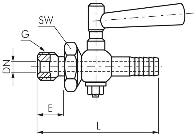 Edelstahl-Schlauchhahn G 1/2"-13 (1/2")mm, PN 6