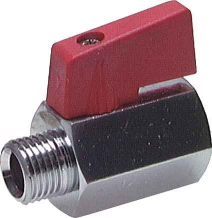 Messing-Minikugelhahn G 1/2" Innengewinde / Außengewinde, PN 15, Knebelgriff