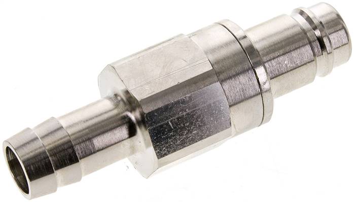 Kupplungsstecker (NW15) 19 (3/4")mm Schlauch, Messing vernickelt, beidseitig absperrend