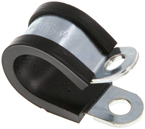 Gummiprofilierte Rohrschelle 15mm, DIN 3016-1